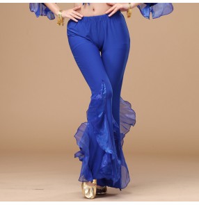 Light pink fuchsia black royal blue red hot pink yellow dark purple fashion sexy women's ladies female competition belly dance costumes outfits long length pants trousers